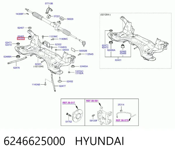 Tuleja (poduszka) przedniej belki 6246625000 Hyundai/Kia