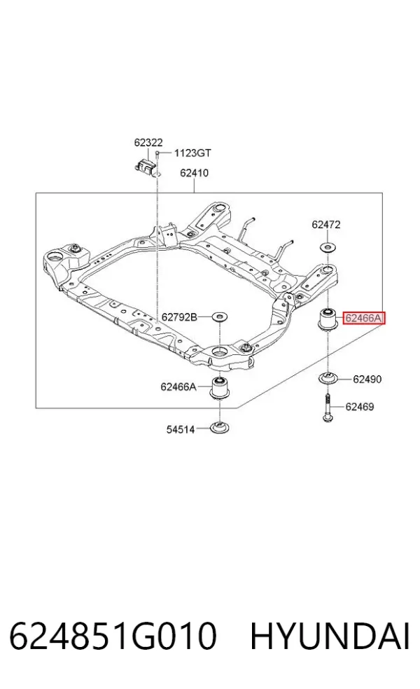 Tuleja (poduszka) przedniej belki 624851G010 Hyundai/Kia