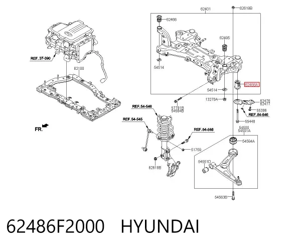 Tuleja (poduszka) przedniej belki 62486F2000 Hyundai/Kia