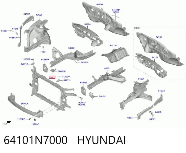 Osłona chłodnicy kompletna (panel mocowania reflektorów) 64101N7000 Hyundai/Kia