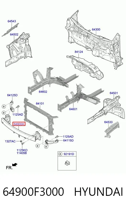 Wzmocnienie zderzaka przedniego 64900F3000 Hyundai/Kia