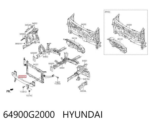 Wzmocnienie zderzaka przedniego 64900G2000 Hyundai/Kia