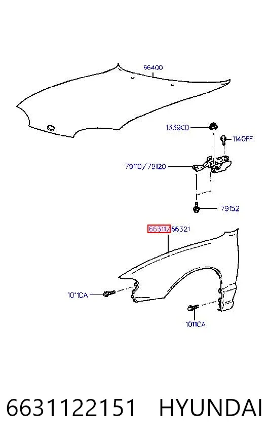 Błotnik przedni lewy Hyundai Accent I