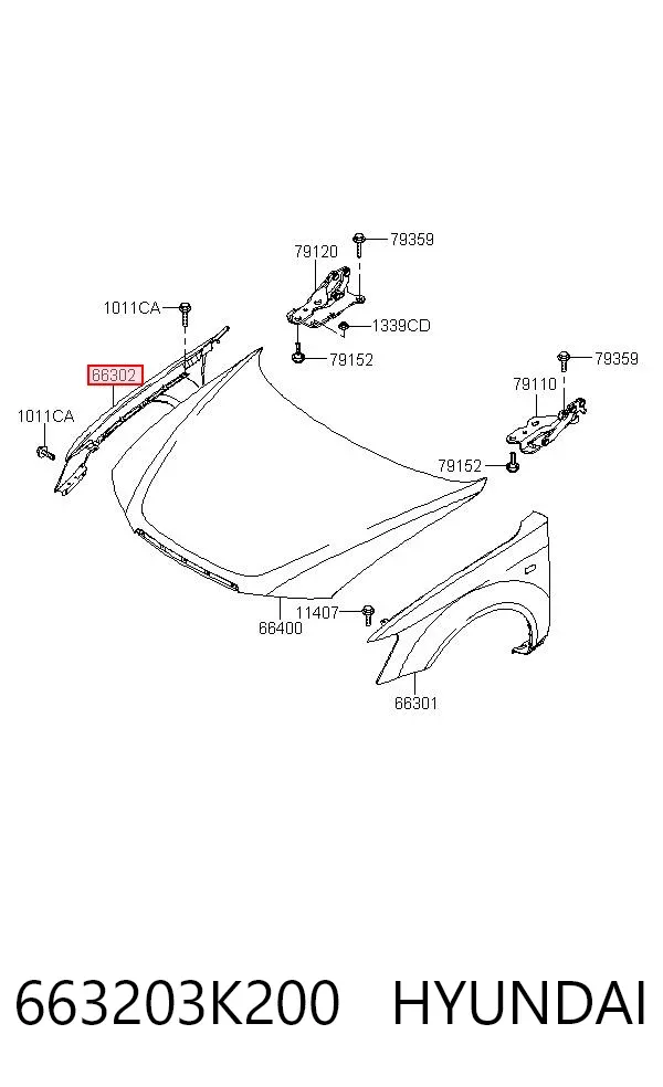Błotnik przedni prawy 663203K200 Hyundai/Kia