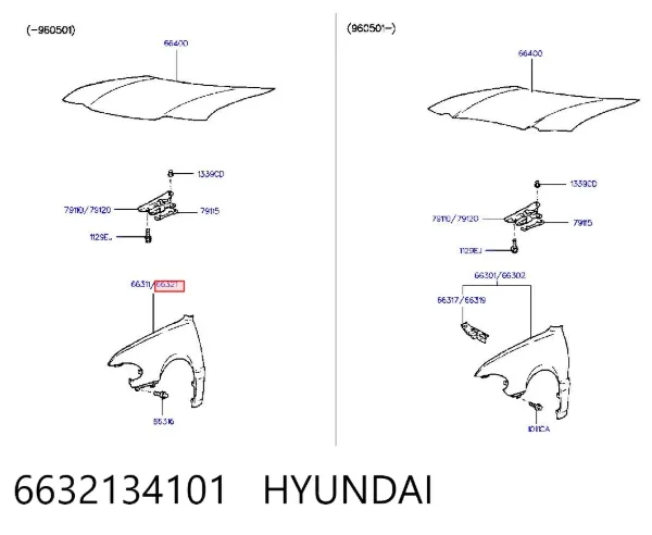 Błotnik przedni prawy Hyundai Sonata III