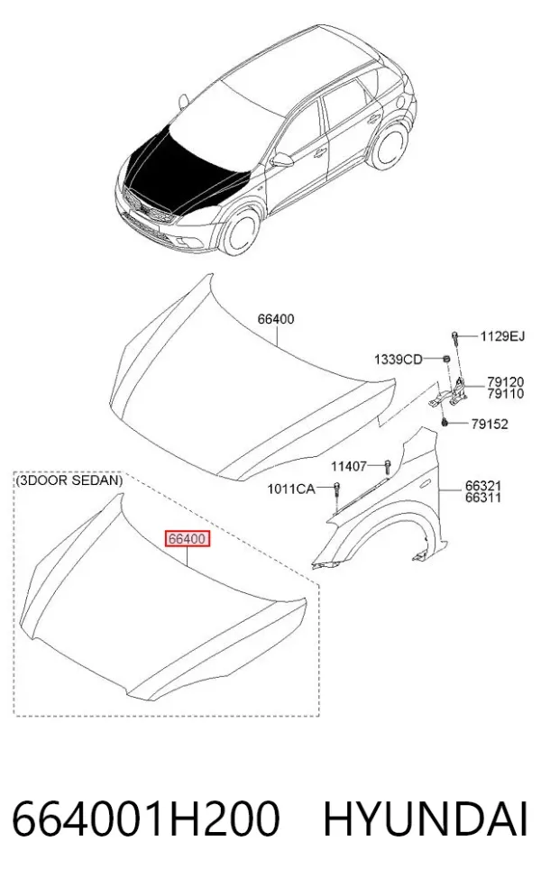 Maska silnika 664001H200 Hyundai/Kia