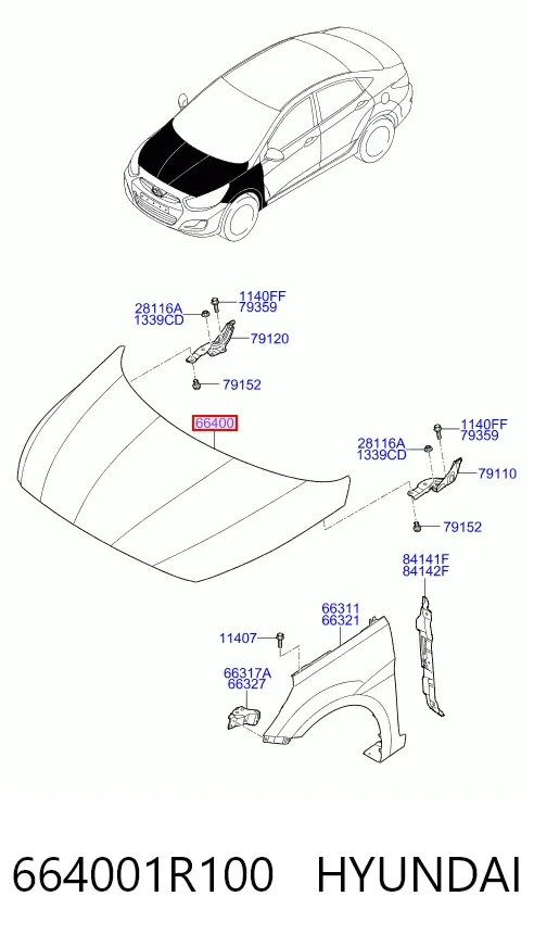 Maska silnika 664001R100 Hyundai/Kia