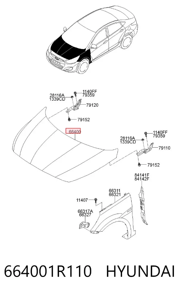Maska silnika 664001R110 Hyundai/Kia