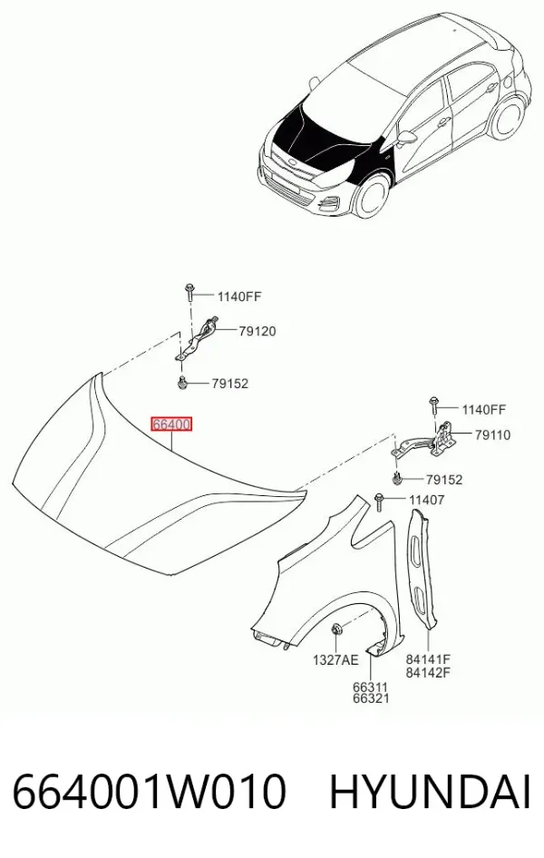 Maska silnika 664001W010 Hyundai/Kia
