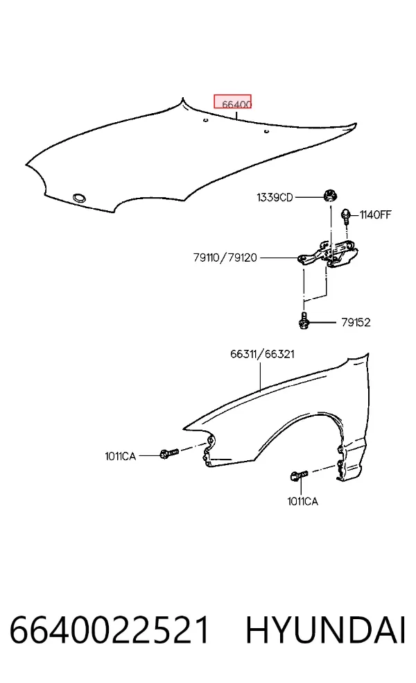 Maska silnika 6640022521 Hyundai/Kia