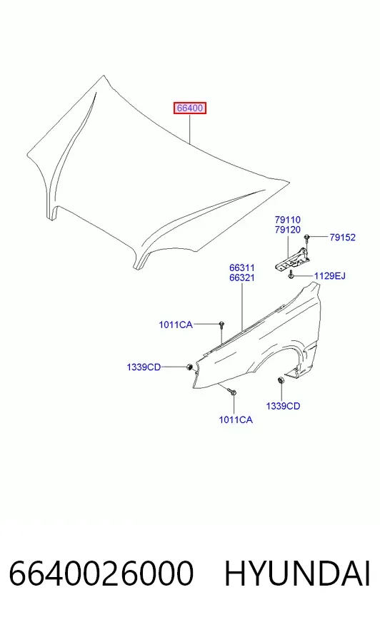 Maska silnika 6640026000 Hyundai/Kia