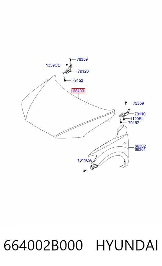 Maska silnika 664002B000 Hyundai/Kia