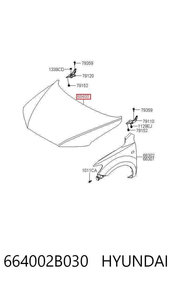 Maska silnika 664002B030 Hyundai/Kia