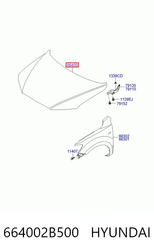 Maska silnika 664002B500 Hyundai/Kia