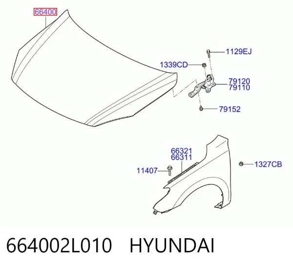 Maska silnika 664002L010 Hyundai/Kia