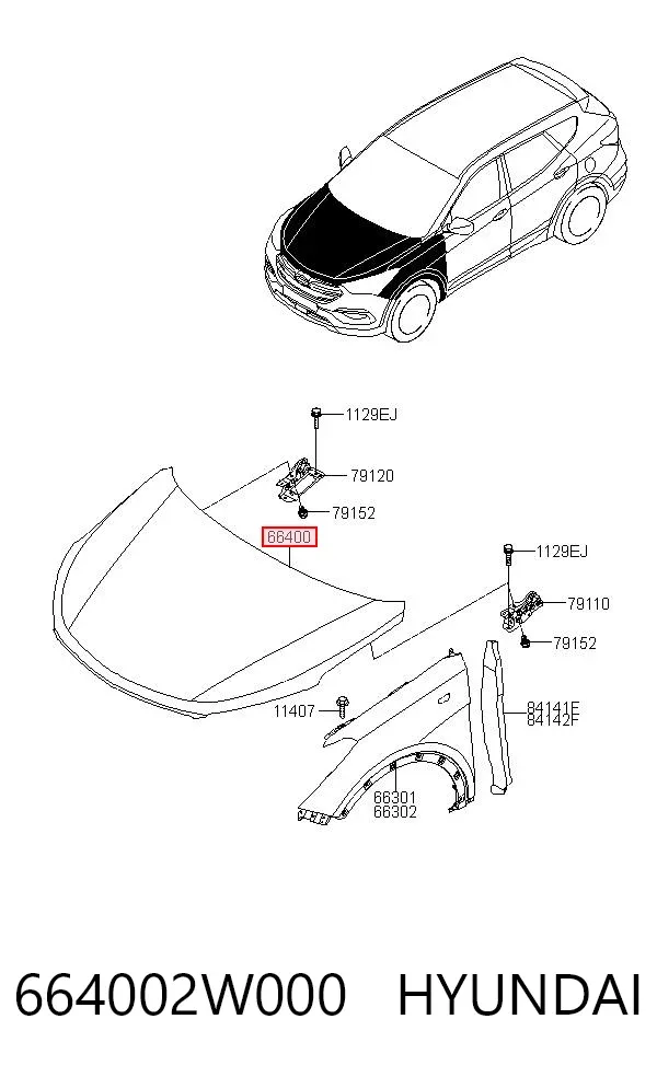 Maska silnika 664002W000 Hyundai/Kia
