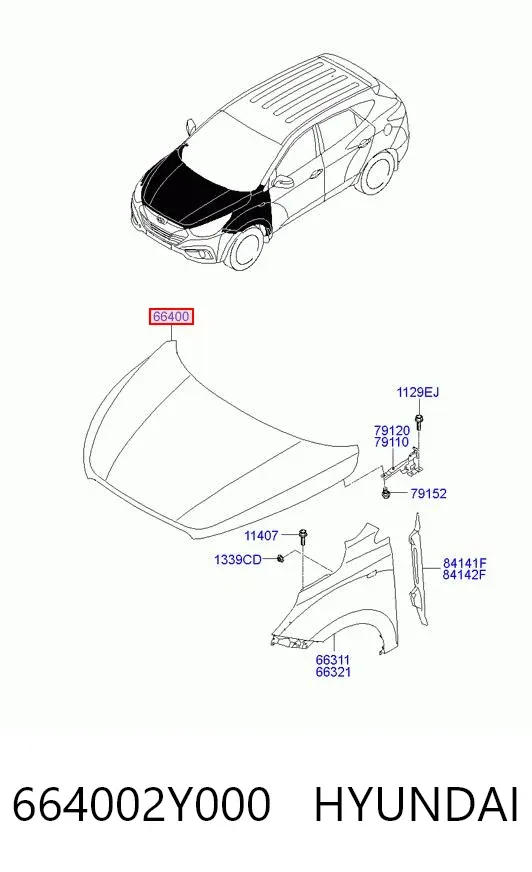 Maska silnika 664002Y000 Hyundai/Kia