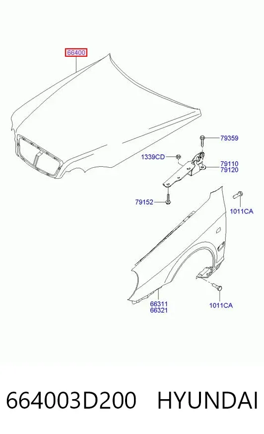 Maska silnika 664003D200 Hyundai/Kia