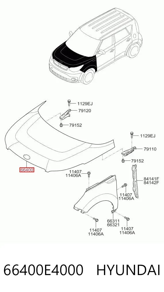 Maska silnika 66400E4000 Hyundai/Kia