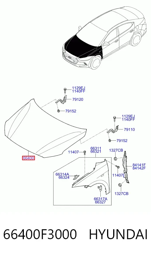 Maska silnika 66400F3000 Hyundai/Kia