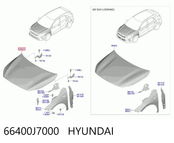 Maska silnika 66400J7000 Hyundai/Kia