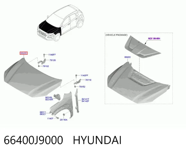 Maska silnika 66400J9000 Hyundai/Kia