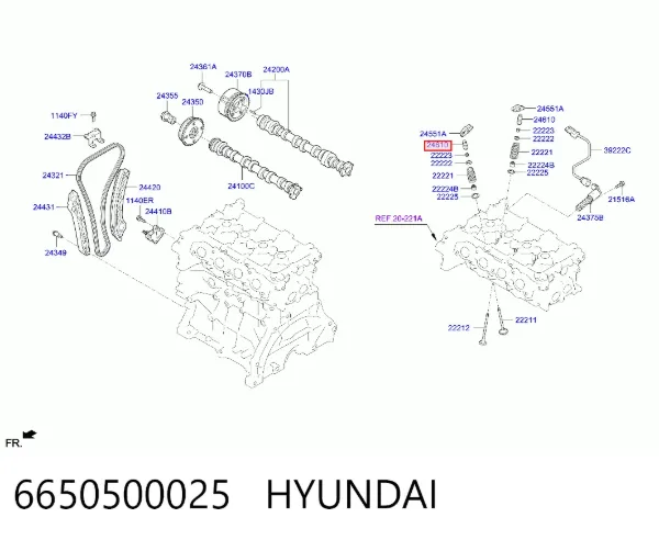 Kompensator hydrauliczny (popychacz hydrauliczny), popychacz zaworu 6650500025 Hyundai/Kia