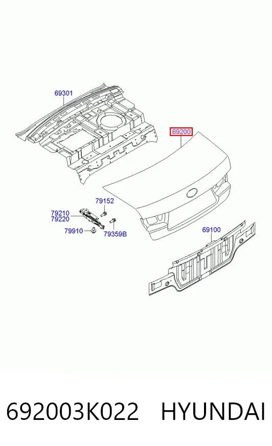 Klapa bagażnika 692003K022 Hyundai/Kia