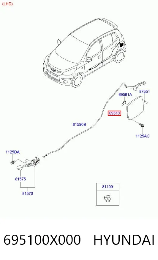 Klapka wlewu paliwa Hyundai I10 PA