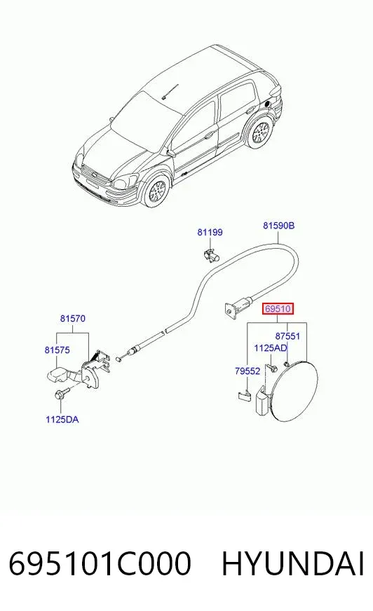 Klapka wlewu paliwa Hyundai Getz 
