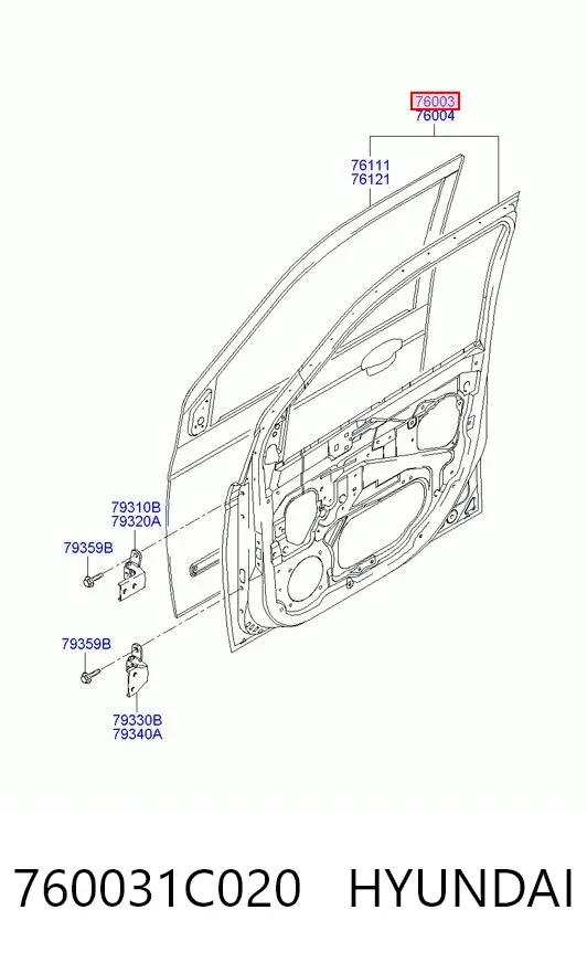 Drzwi przednie lewe 760031C020 Hyundai/Kia