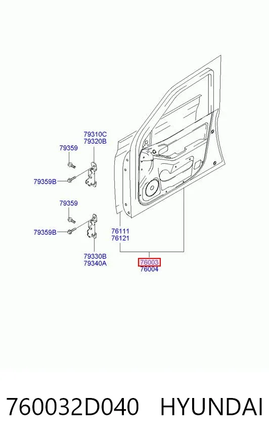 Drzwi przednie lewe 760032D040 Hyundai/Kia