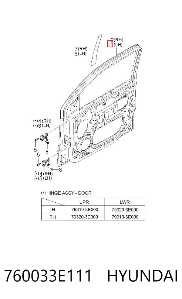 Drzwi przednie lewe 760033E111 Hyundai/Kia