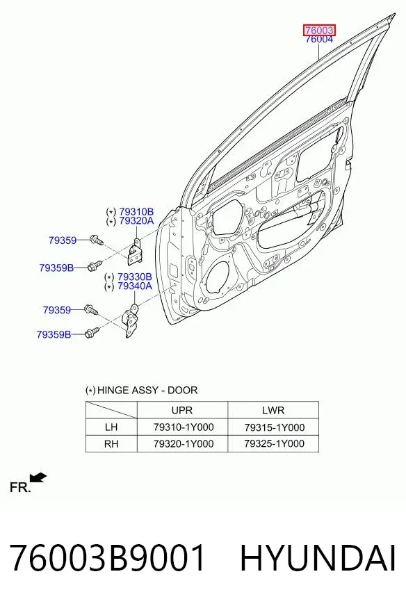 Drzwi przednie lewe 76003B9001 Hyundai/Kia