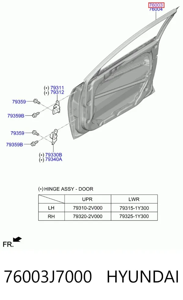 Drzwi przednie lewe 76003J7000 Hyundai/Kia