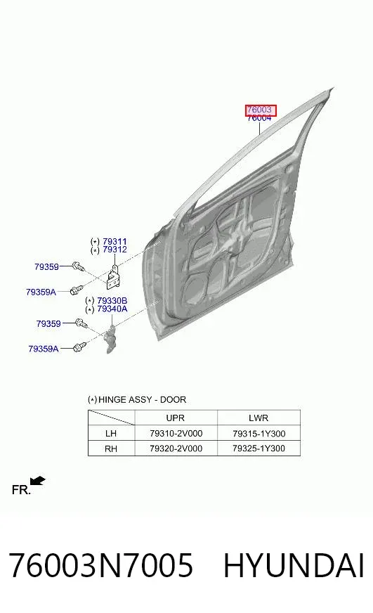 Drzwi przednie lewe 76003N7005 Hyundai/Kia