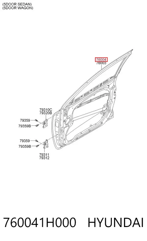 Drzwi przednie prawe 760041H000 Hyundai/Kia