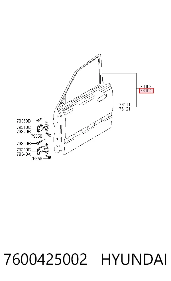Drzwi przednie prawe 7600425002 Hyundai/Kia