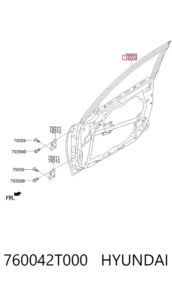 Drzwi przednie prawe 760042T000 Hyundai/Kia