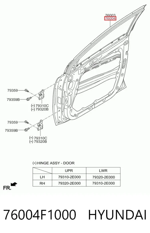 Drzwi przednie prawe 76004F1000 Hyundai/Kia