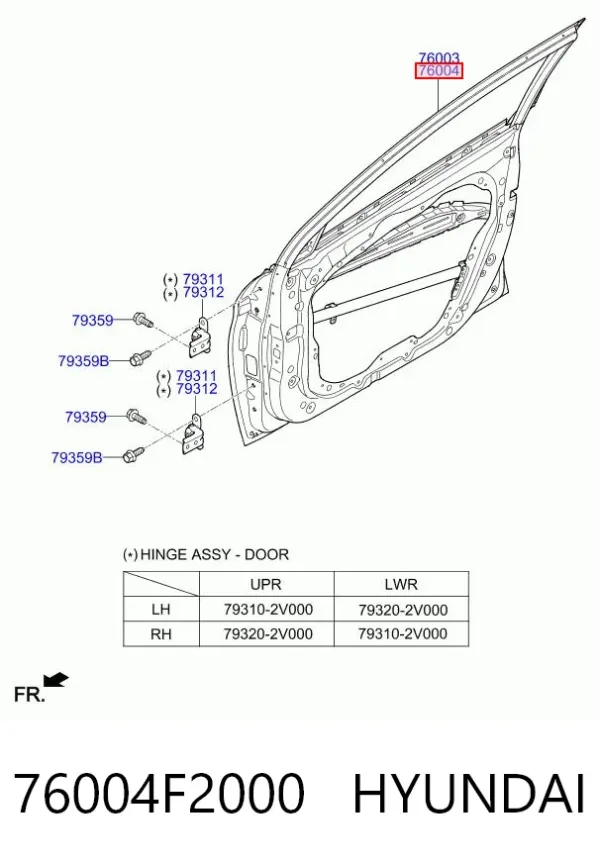 Drzwi przednie prawe 76004F2000 Hyundai/Kia