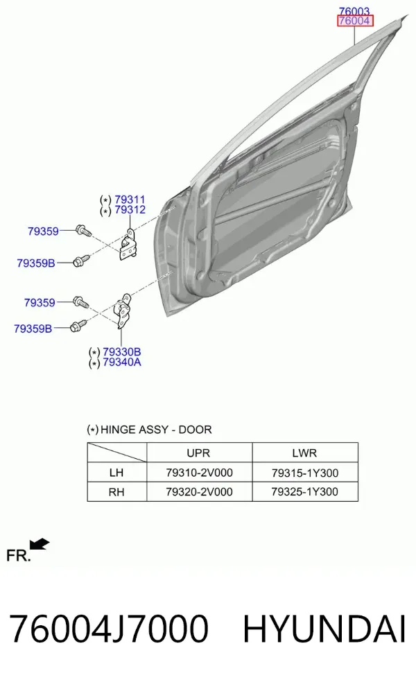 Drzwi przednie prawe 76004J7000 Hyundai/Kia