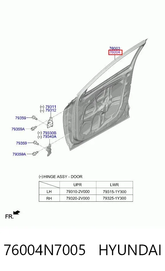 Drzwi przednie prawe 76004N7005 Hyundai/Kia