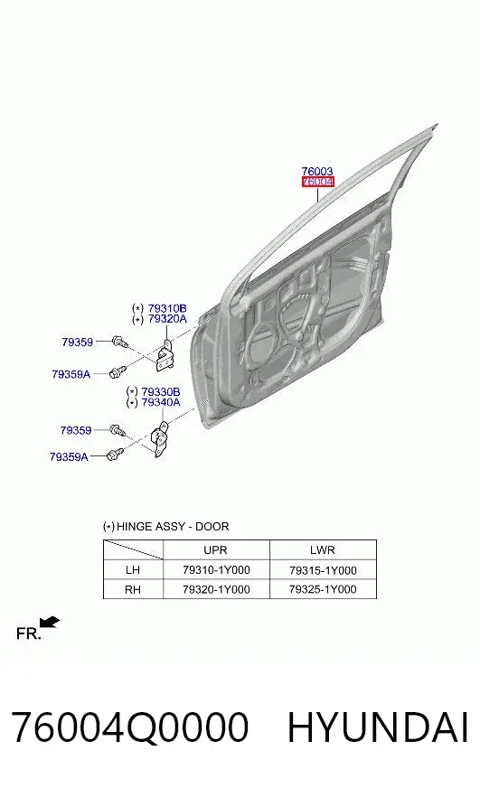 Drzwi przednie prawe 76004Q0000 Hyundai/Kia