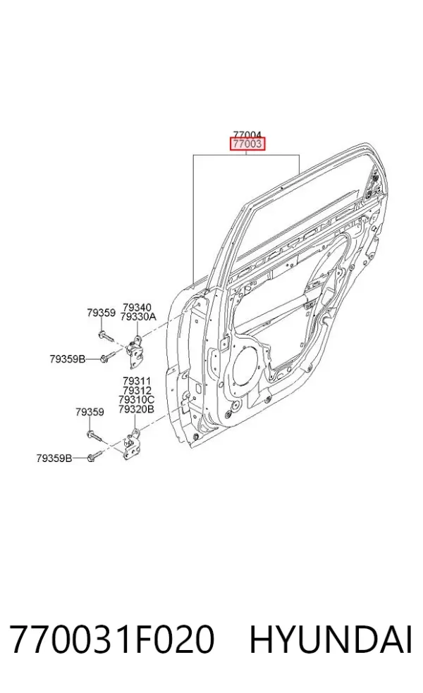 Drzwi tylne lewe 770031F020 Hyundai/Kia