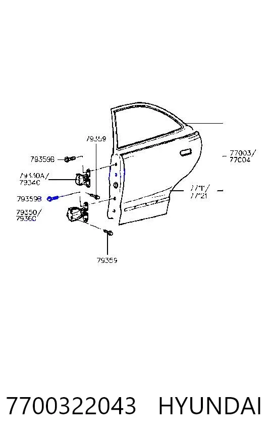 Drzwi tylne lewe 7700322043 Hyundai/Kia