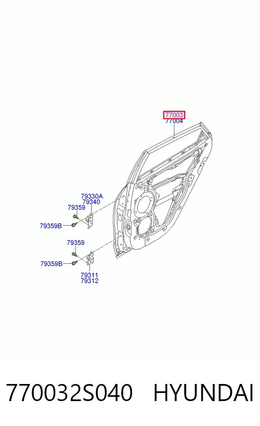 Drzwi tylne lewe 770032S040 Hyundai/Kia