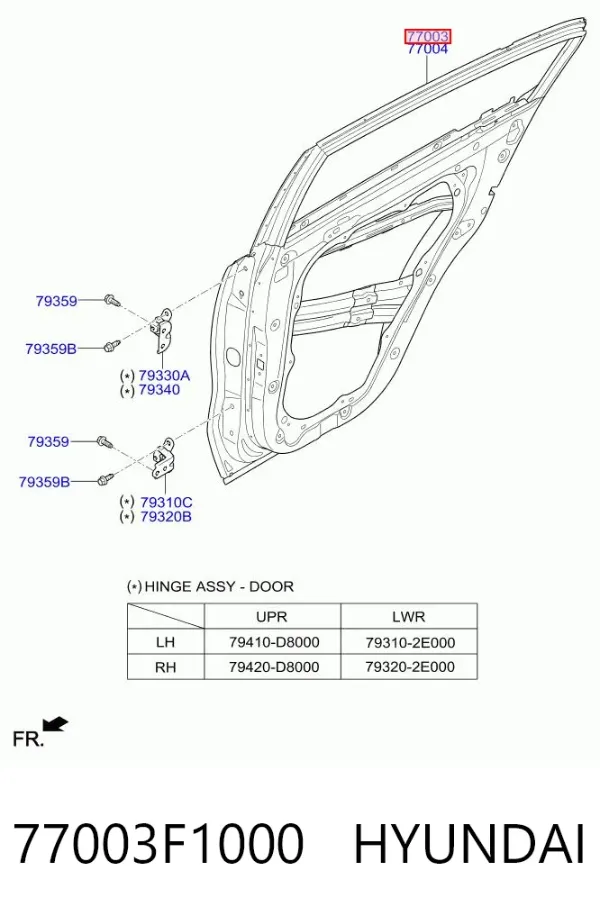 Drzwi tylne lewe 77003F1000 Hyundai/Kia