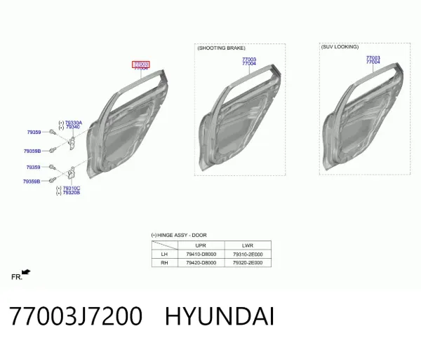 Drzwi tylne lewe 77003J7200 Hyundai/Kia