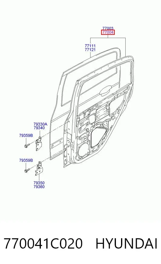 Drzwi tylne prawe 770041C020 Hyundai/Kia